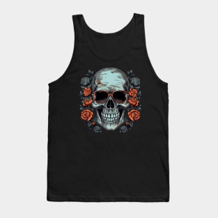 Cool Hipster Skull with Glasses and Roses Tank Top